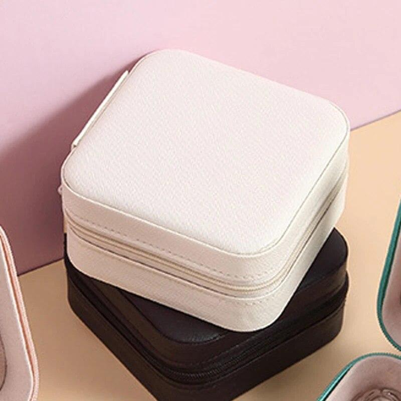 Tragbarer Mini Schmuckorganisator Zuhause Reise Ohrring Halskette Organizer Ringorganisator Leder Ausstellungsbox