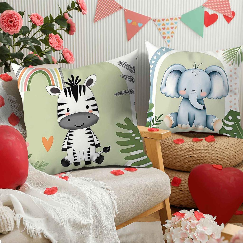 Cute Cartoon Animal Design Digital Printing Pillow Cover Short Plush Suitable Living Rooms Bedrooms Sofas Throw Cushion Cover