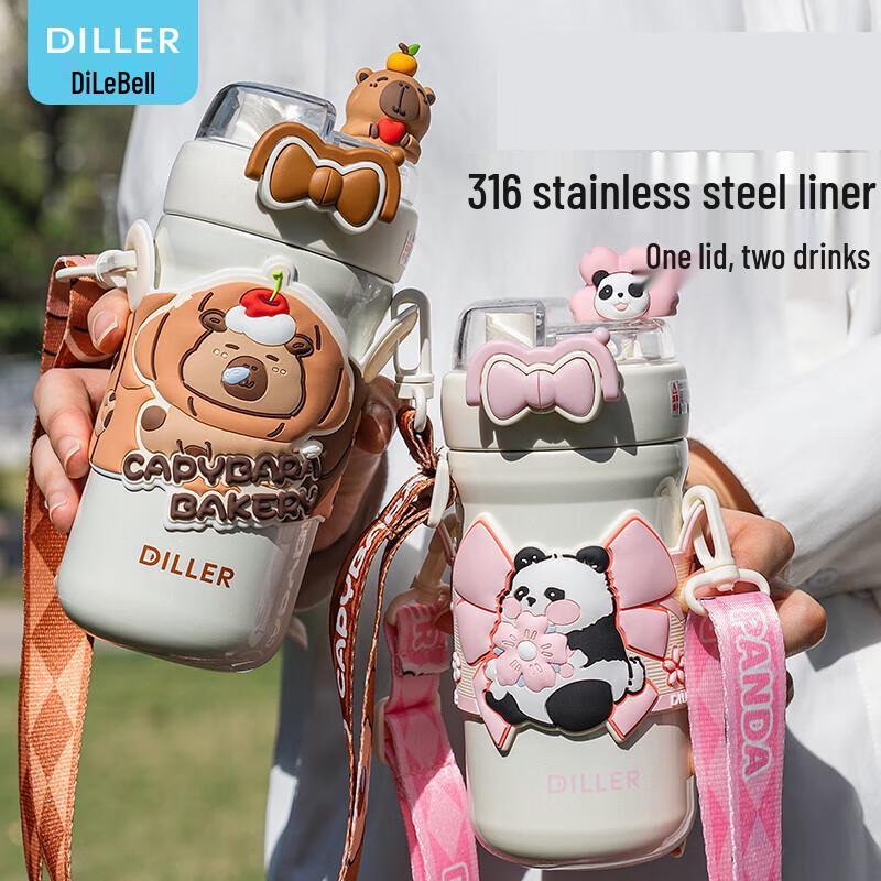 Diller 490ml Insulated Dual-Drink Straw Cup