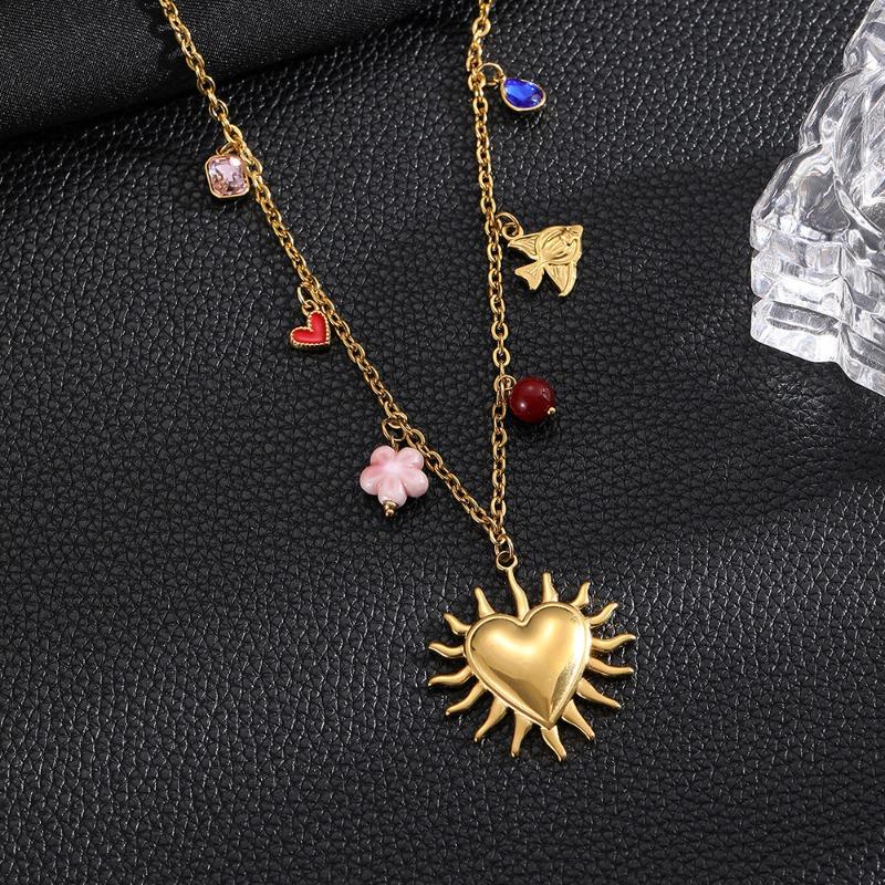 Meier Stainless steel seashell necklace - women s heart-shaped statement jewelry - fade-resistant beach accessories