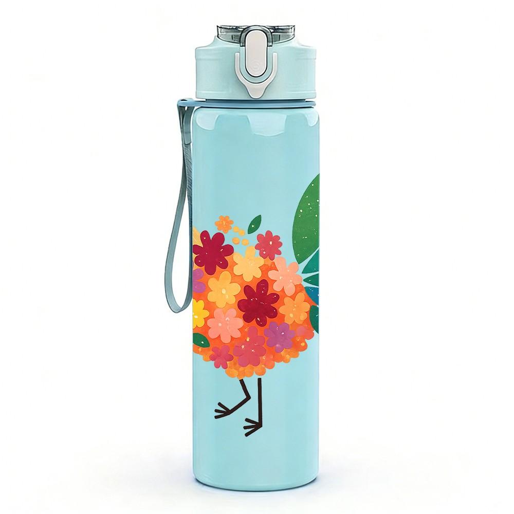 1PC Color Rooster Bird Farm Print 750ml Color Plastic Sports Water Bottle Leakproof Flip Straw Lid Suitable for Sports Office Home Use