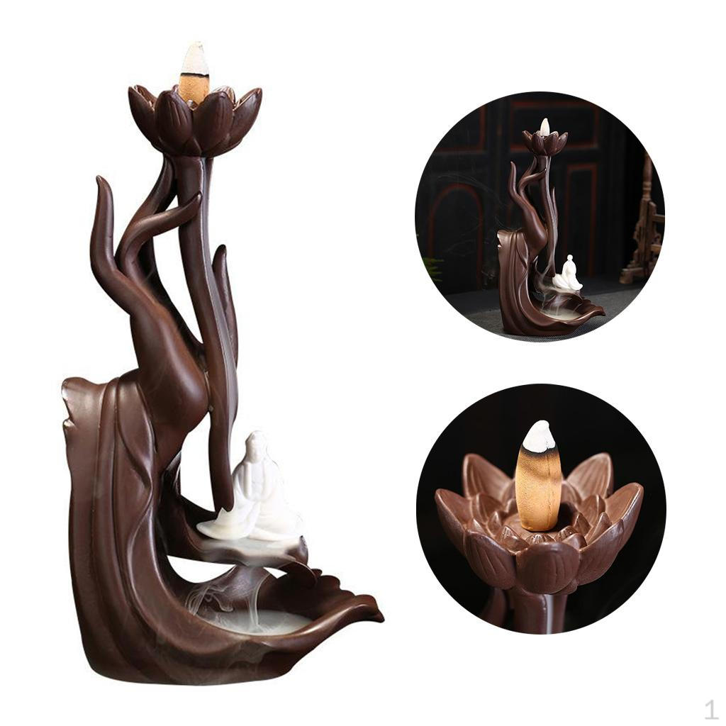 

Hand & Lotus Shaped Cone Burner Holder Waterfall Backflow Home Meditation Room Decor