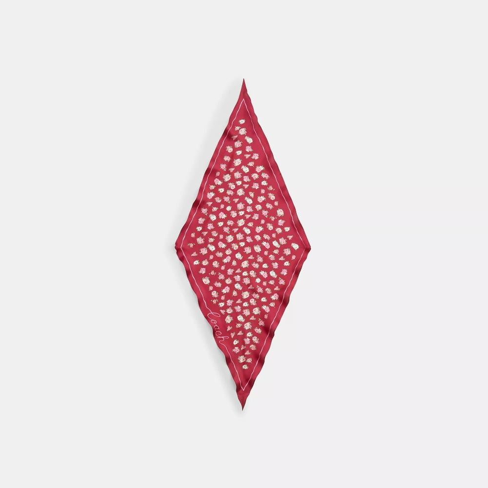 

Coach Tea Rose Print Silk Diamond Scarf Rouge One Size