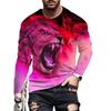 Men's T-shirt Pattern Lion Pattern Printing Round Neck Brown 3D Printing Outdoor Daily Long Sleeved Printing Clothing Designer