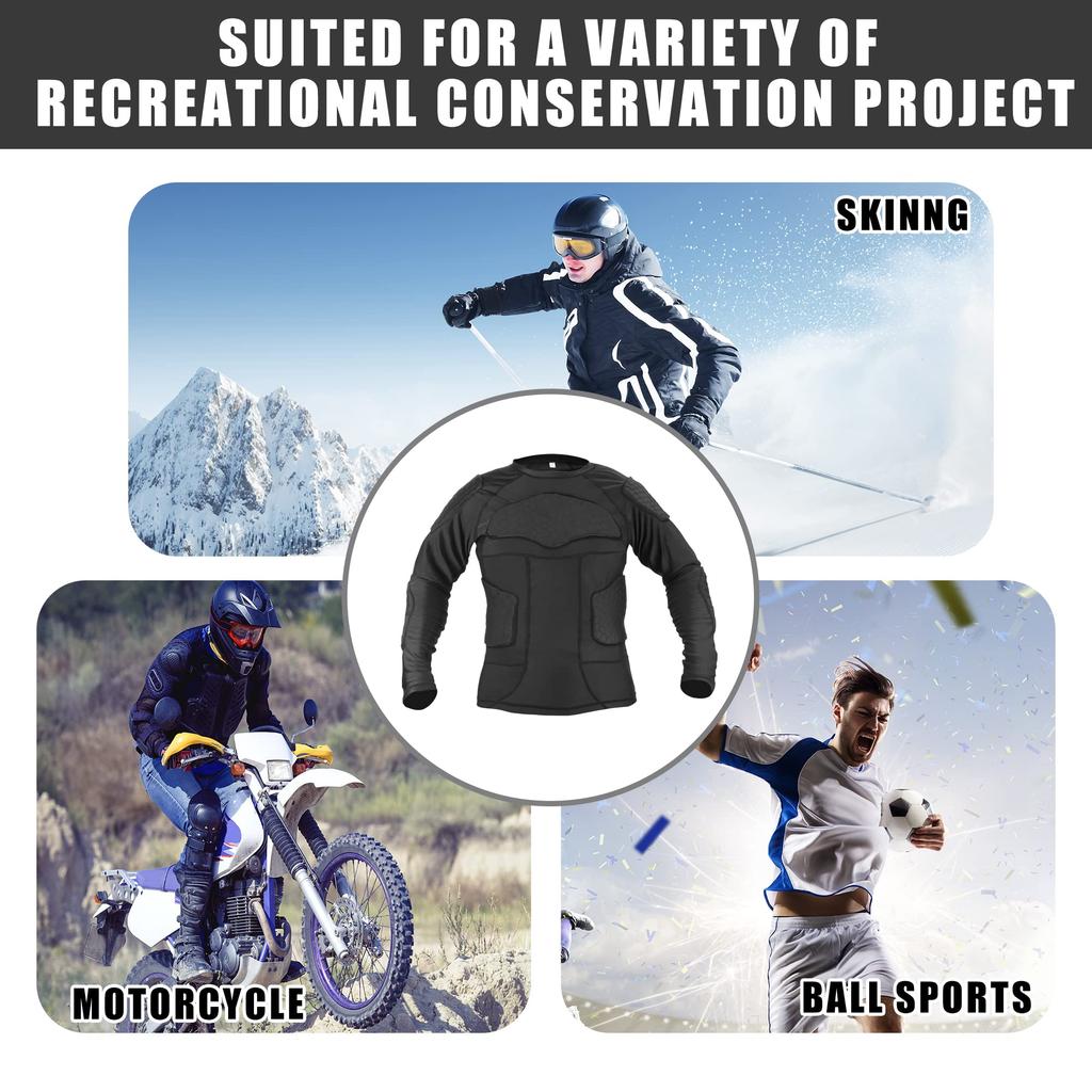 Uxcell Motorcycle Riding Protection Full Body Armor Jacket with Backbone Protector for Skateboarding and Size L Skiing, Black,