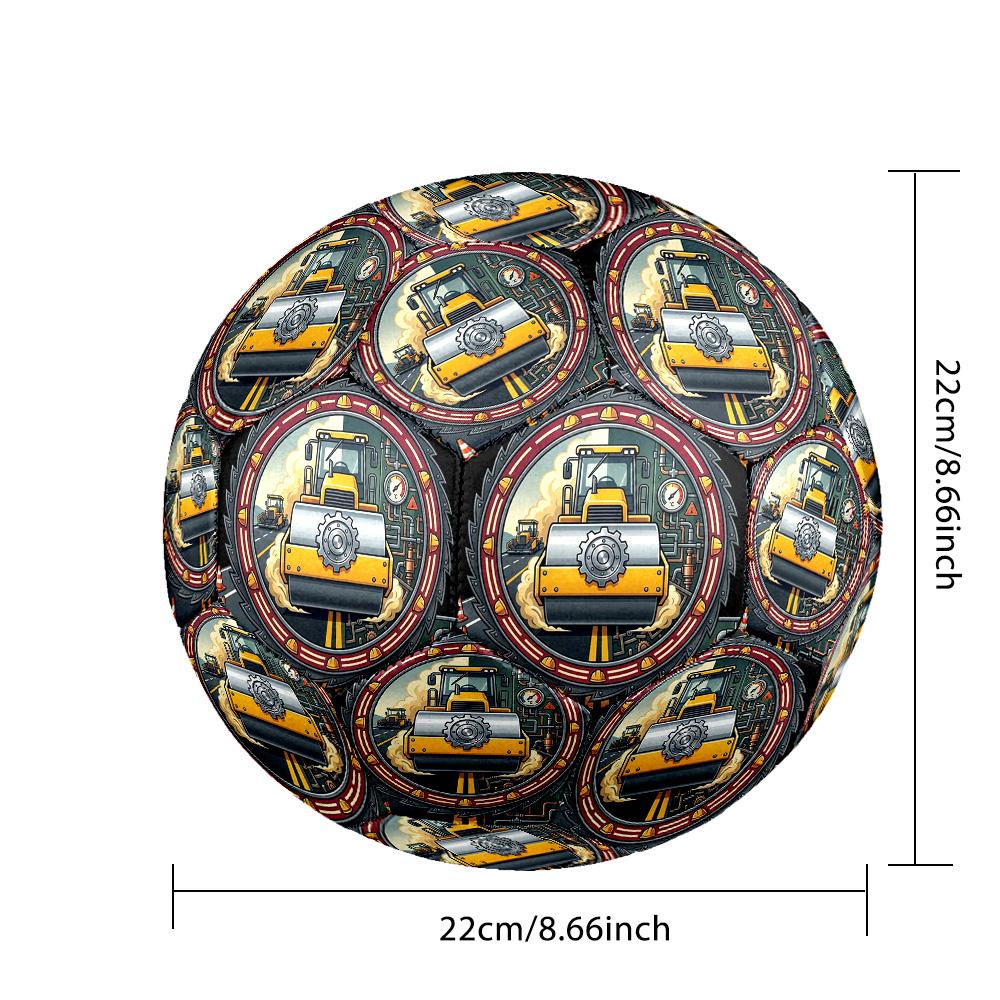 Construction Machinery Illustration Round Football Size 5 Adult Ball Suitable for Training Matches and Outdoor Team.