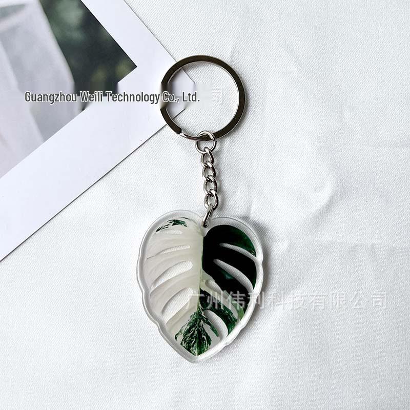 Creative Acrylic Leaf Keychain Earphone Bag Pendant Ornament