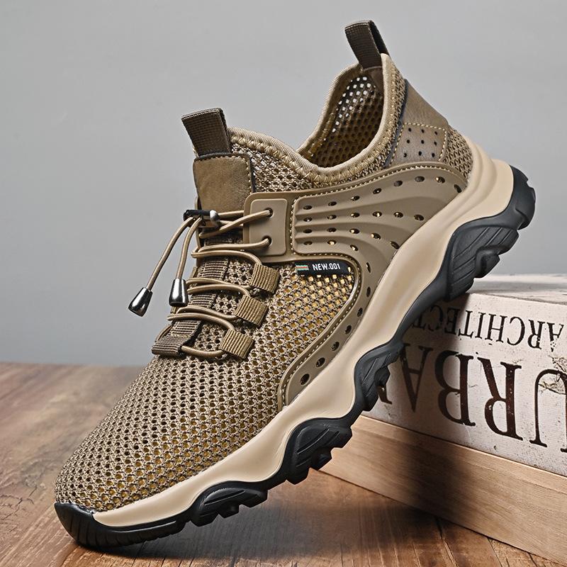 Sneakers men's 2025 new summer breathable and lightweight soft-soled mesh shoes hollowed out one-pedal non-slip outdoor casual shoes