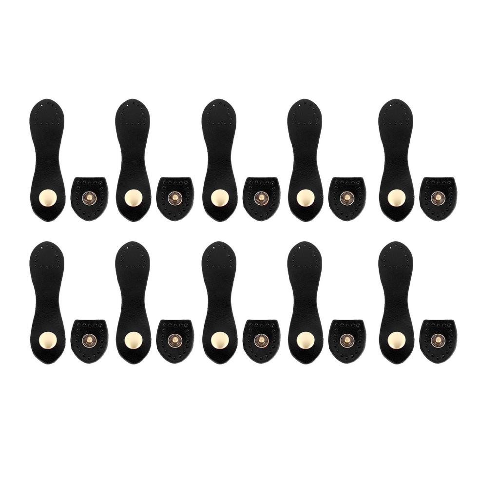 10 Sets Sew On Leather Snap Buckle DIY Handcraft Soft Genuine Leather Purse Tab Closures for Craft