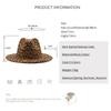 New Leopard Patchwork Wool Felt Jazz Fedora Hat Women Unisex Wide Brim Panama Party Trilby Cowboy Cap Men Gentleman Wedding Hat