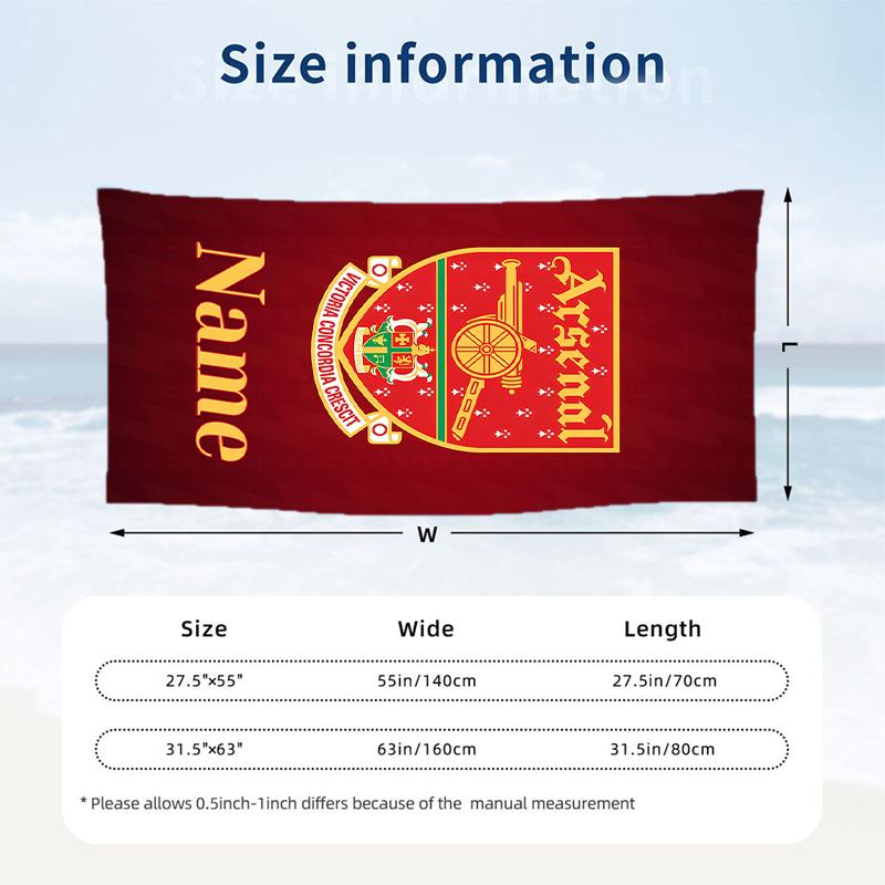 Arsenal Custom Name Printed Beach Towel Personalized Soft Towel For Swimming Beach Travel