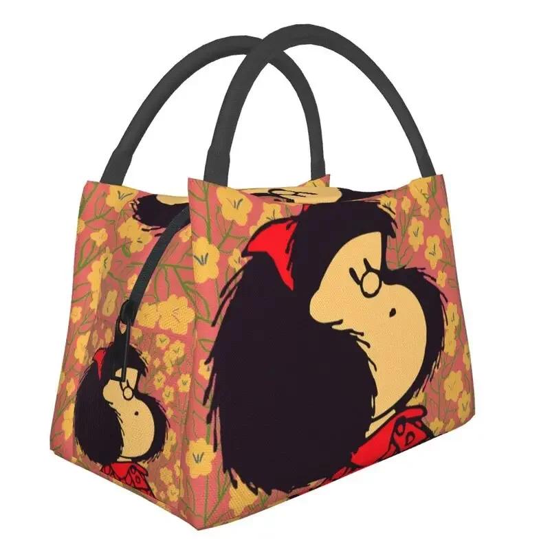 Mafalda Balloon Heart Insulated Lunch Bags for Waterproof Quino Manga Cartoon Cooler Thermal Bento Box Beach Camping Travel