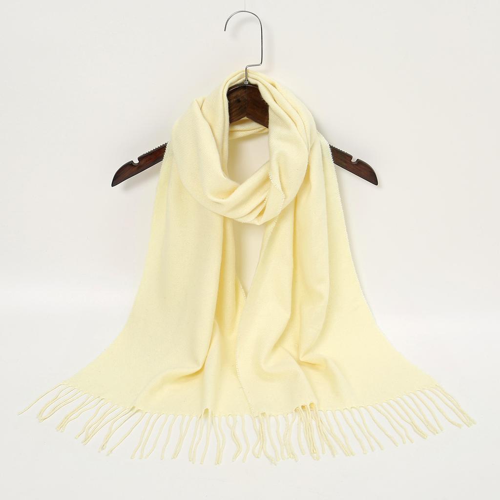 Solid Color Cashmere Scarf With Tassel Pashmina Fashion Custom Logo Women Shawl Wram Thicken Neck Protection190*32Cm