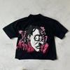 Chic American Anime Cartoon Street Hiphop Cotton Mens Fashion Loose Tshirt Graphic T Shirts Streetwear Harajuku Unisex Tees