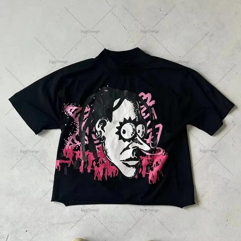 Chic American Anime Cartoon Street Hiphop Cotton Mens Fashion Loose Tshirt Graphic T Shirts Streetwear Harajuku Unisex Tees