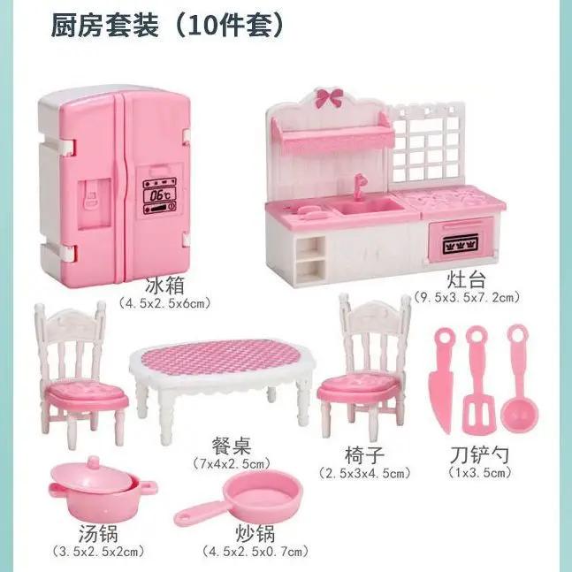 Cute Kawaii Pink Miniature Dollhouse Furniture Accessory Kids Toy For Kidss Kitchen Cooking Things For Girl Gifts