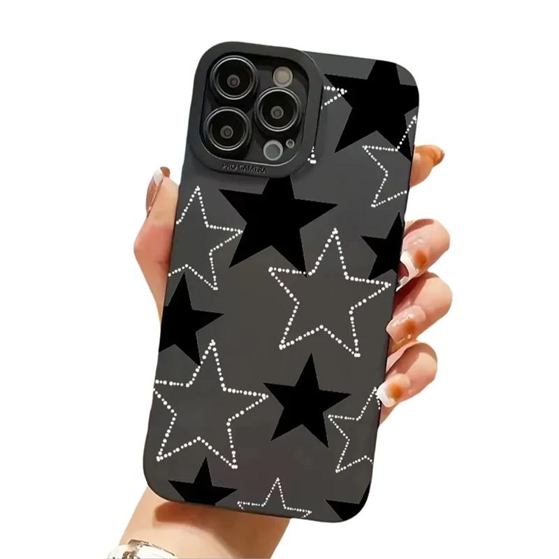 Черно-белый чехол для телефона с принтом пятиконечной звезды для iPhone 16 15 14 13 12 11 Pro Max 7 8 Plus XS Max Ударопрочный силиконовый чехол iPhone 16