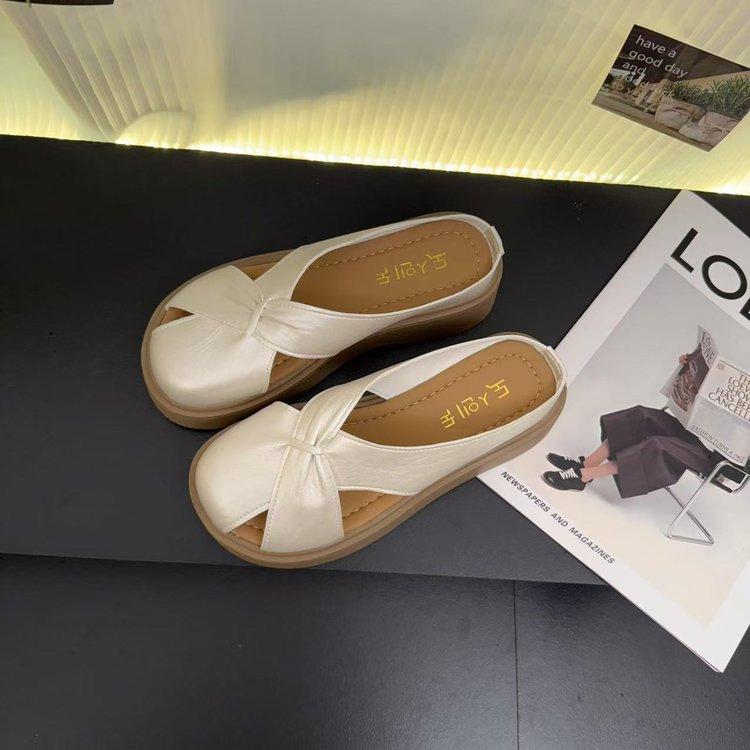 Thick-bottomed bag head half slippers women's 2025 new summer wear lazy one-pedal cool slippers women's summer versatile slippers