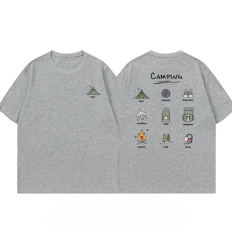 Summer Fashion Trendy Brand American Retro Printing T-shirt Short-sleeved Loose Casual Couple High-quality Pure Cotton Top