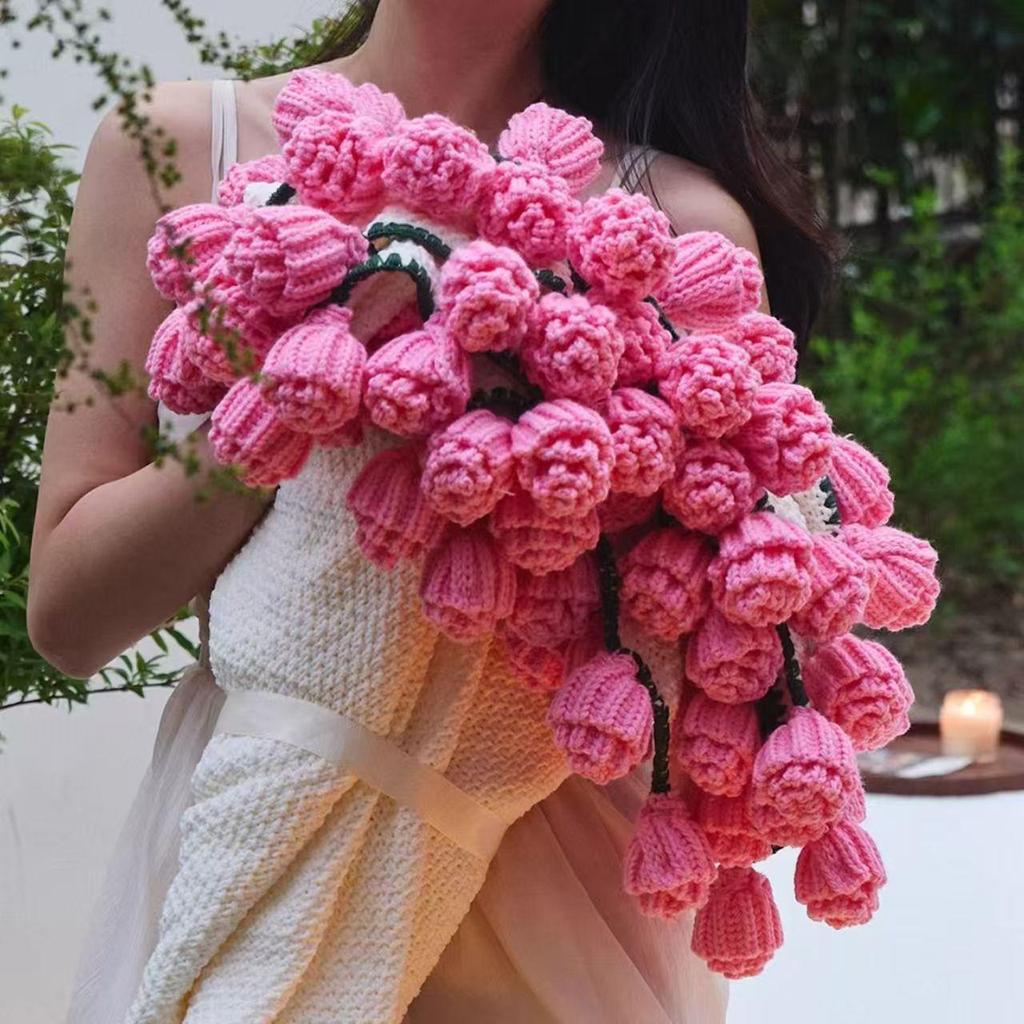 Hand-Knitted Rose Bouquet Crochet Blanket Shawl