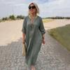 Casual Loose Short Sleeve Linen Long Dress Women Fashion Maxi Dresses Elegant Female Clothing 5XL