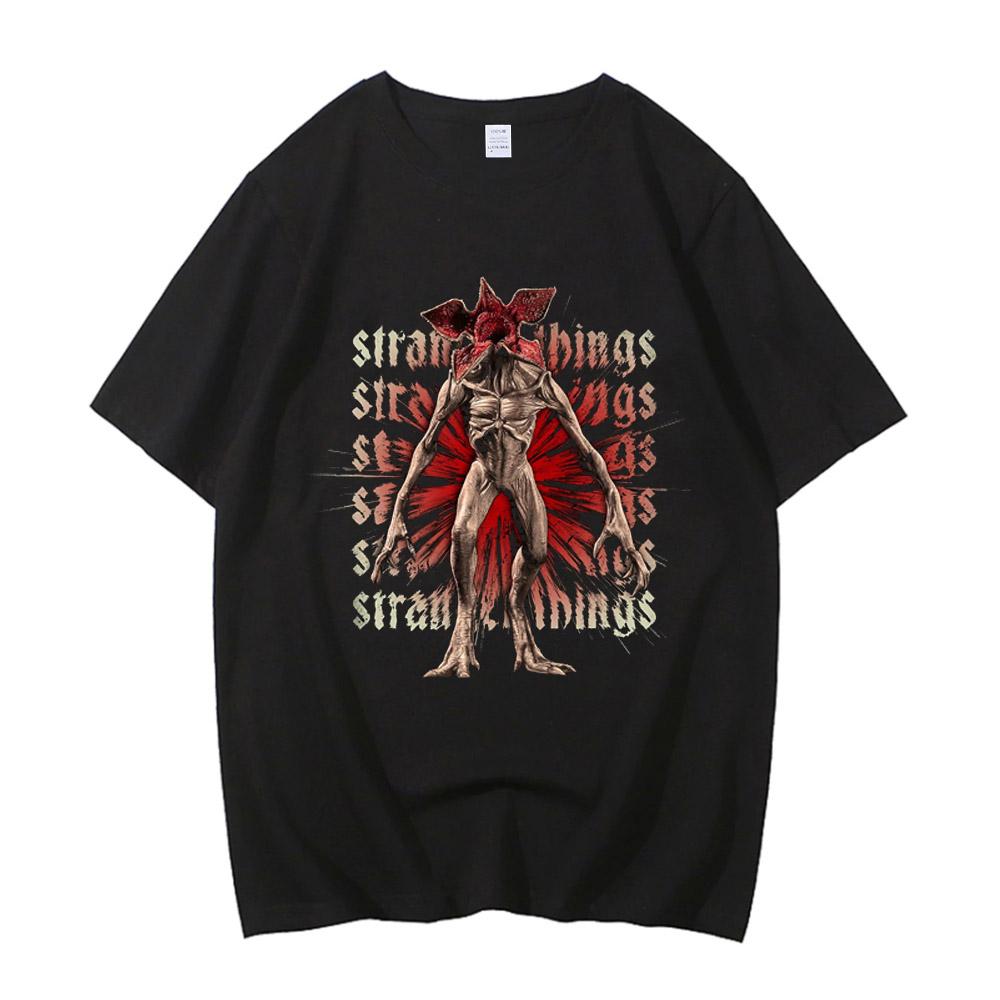 High Quality Cotton Hawkins Demogorgon T-shirt Anime Black T Shirt Cartoon Short Sleeve Harajuku Tshirt Women Men