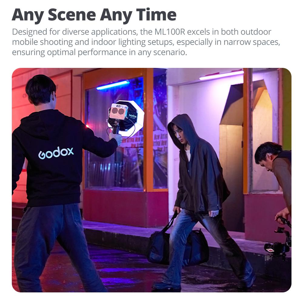 Godox ML100R Full Color LED Video Light 1800K-10000K Portable RGB Pocket Fill Light with 14 Creative Effects for Outdoor Shoot