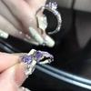Niche Design Sense Cold Wind Personality Purple Rose Ring Opening Diamond Zircon High Sense Ring Woman