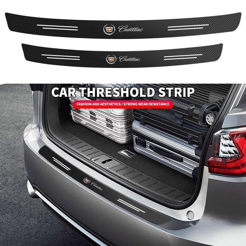 Kohlefaser Auto Kofferraum Stoßstange Hinten 3D Aufkleber Schutzplatte für Cadillac Seville XT4 CT4 CT5 SLR CTS DTS ATS Escalade