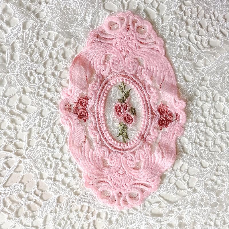 Oval Coaster European Lace Embroidered Dining Table Mat Decorative Fabric Coffee Table Mat Embroidery Retro Heat Insulation Weaving