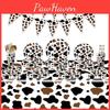 Cross-border Stock Black Brown Cow Party Cutlery Set Cow Print Paper Plates And Cups Birthday Party Decorations