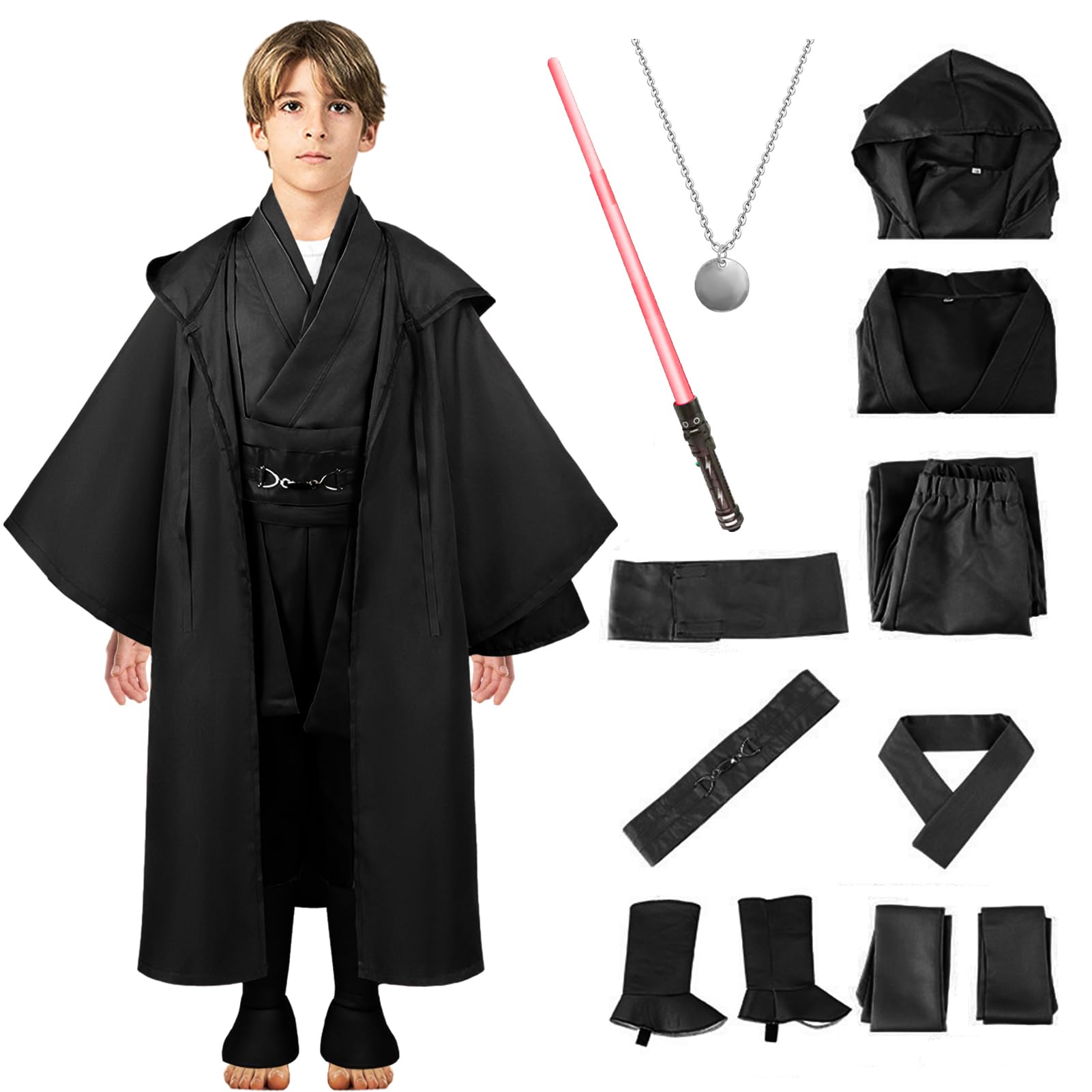 

Костюм для косплея на Хэллоуин Костюм джедая для взрослых Костюм для косплея Набор джедая Костюм Хэллоуинский плащ Мантия джедая Крутой коричневый черный плащ с световым мечом