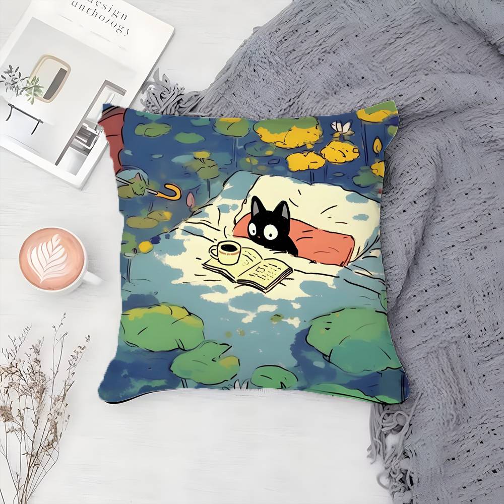 Cartoon Pond River Cat Beautiful Pillow Case Printing Pillowcase Living Room Sofa Cushion Cover Bedroom Room Decor