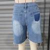 Jeans Shorts Women Summer  Short Pants High Waist Stretch Distressed Washed Diamonds Streetwear Straight Denims