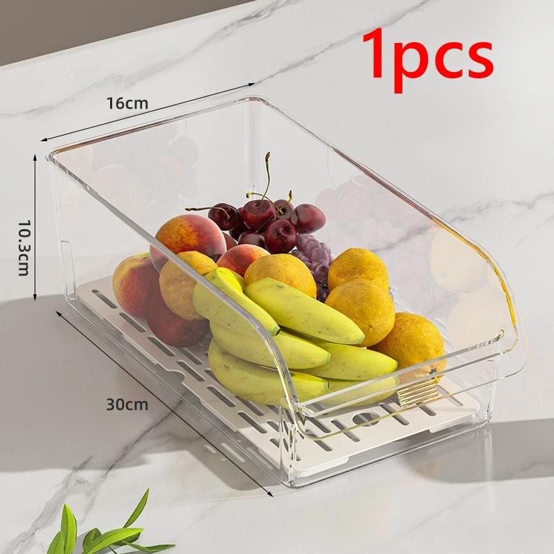 Clear Fridge Organizer, Refrigerator Organizer Bins with Handle, Freezer, Kitchen Cabinet, Pantry Organization, Fridge Organizer