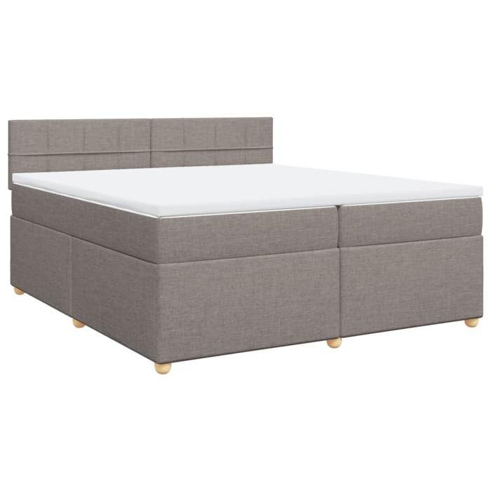 VidaXL Slat Bed Base with Mattress Taupe 200x200 Cm Fabric 3289091