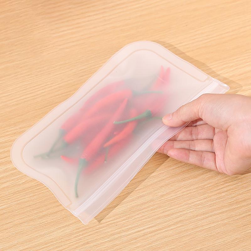 5Pcs Silicone Food Storage Containers Leakproof Stand Up Zip Shut Reusable Rolls Fresh-Keeping Food For Meat Fruits Vegetables