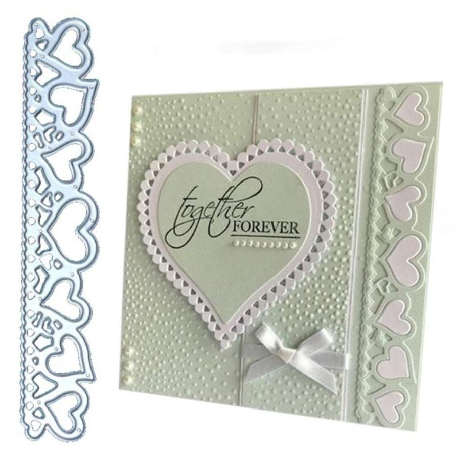 2pcs/set Heart Grid Stripe Border Die Cuts For Card Making, Cutting Dies, Metal Die Cutting Mold, Scrapbooking Dies, DIY Etched Embossing Stencil