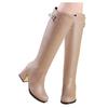Women White Leather Knee Bare Boots Square High Heel Casual Long Tube Booties Lady Sexy Over Knee Thigh High Boots Lady Winter