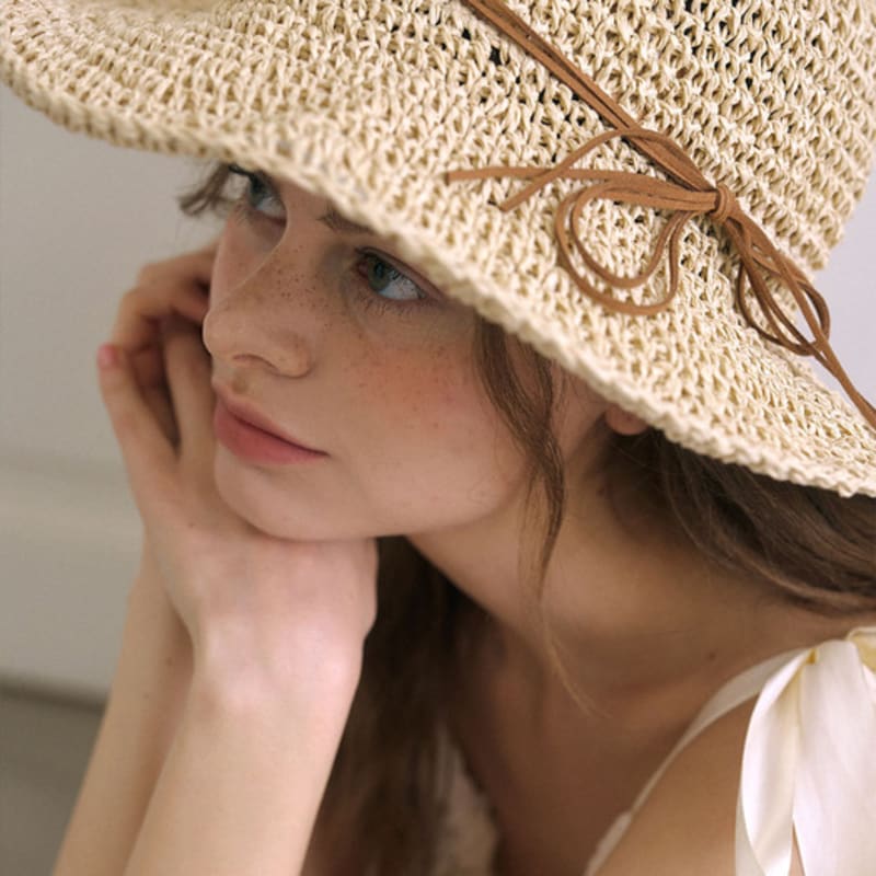 JUDY AND PAUL Knit Ribbon Floppy Hat