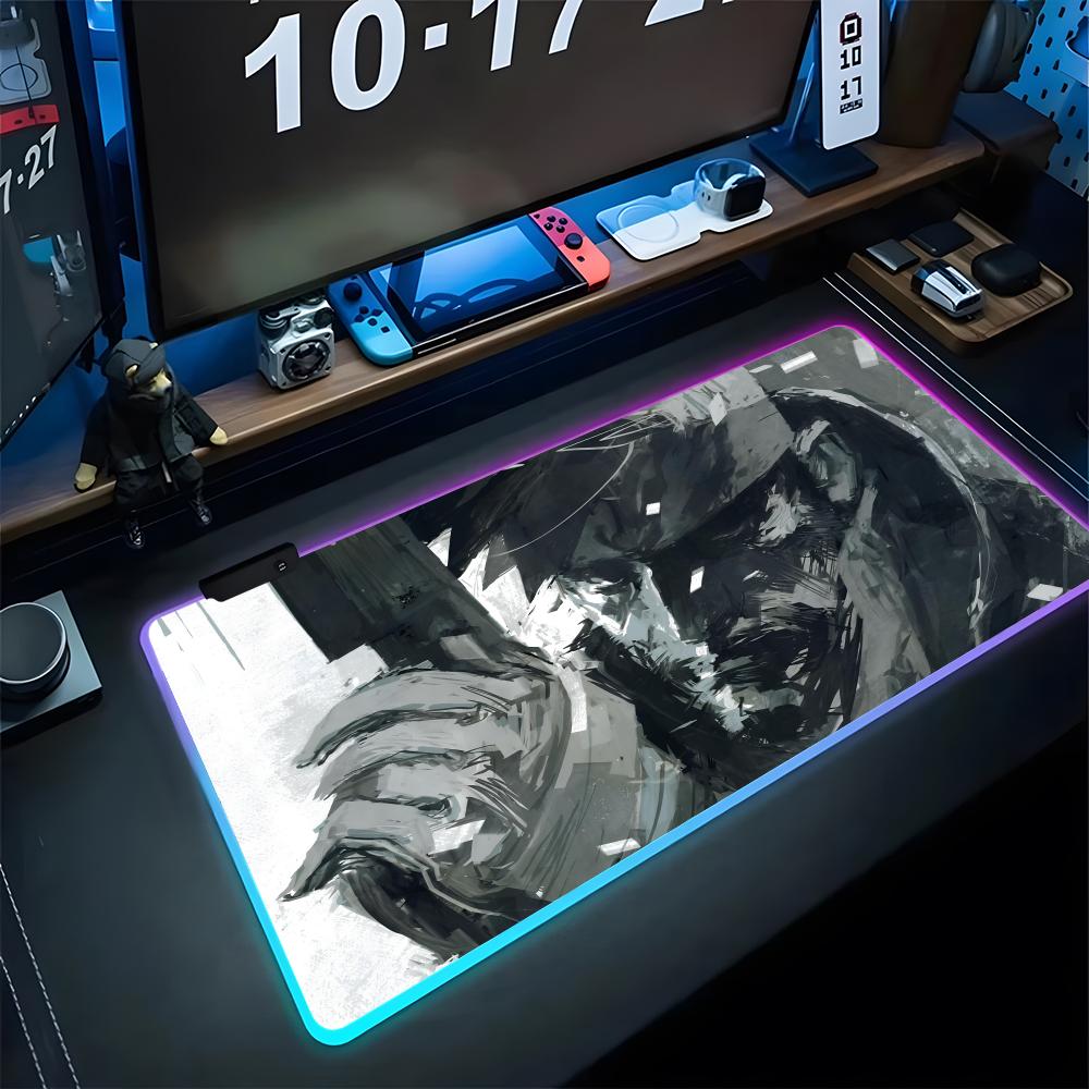 Metal Gear Solid Mouse Pad Gaming Rgb Mousepad Gifts Backlit Keyboard Gamer Girl Xxl Laptop Mat Table Pads Deskpad