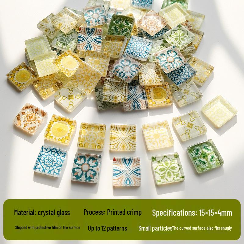 200g 1,5cm Transluzent 15mm Kristallmosaik DIY Handgemacht Buntes Glas Schnittpapier