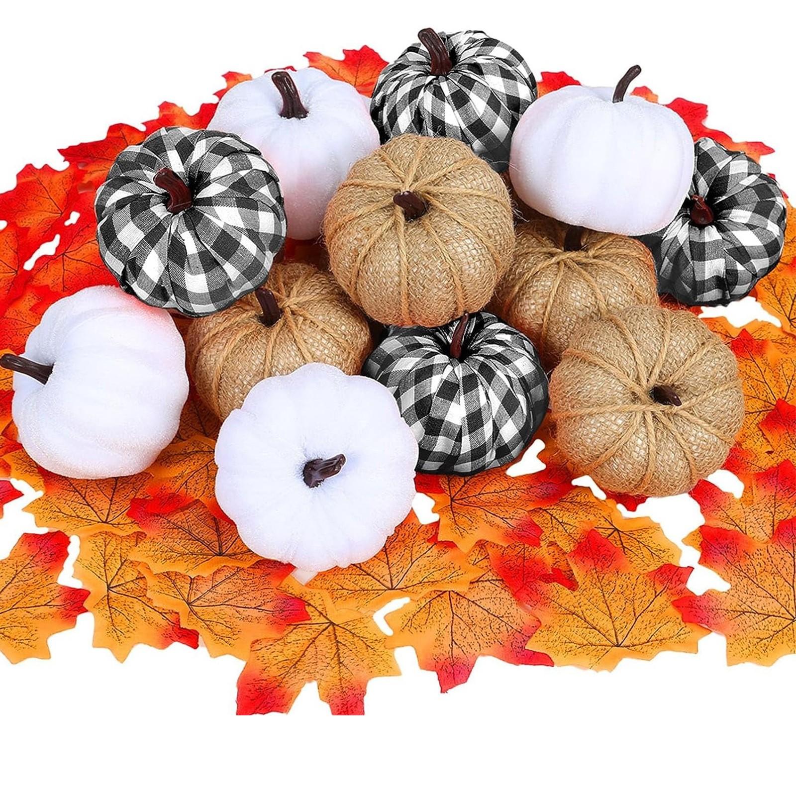 

Sarzi 12 шт. Змішані штучні гарбузи, придатні для фарбування білими підробленими гарбузами Плед тканинні гарбузи на осінь Весілля День подяки Хелловін В приміщенні на відкритому повітрі One Size