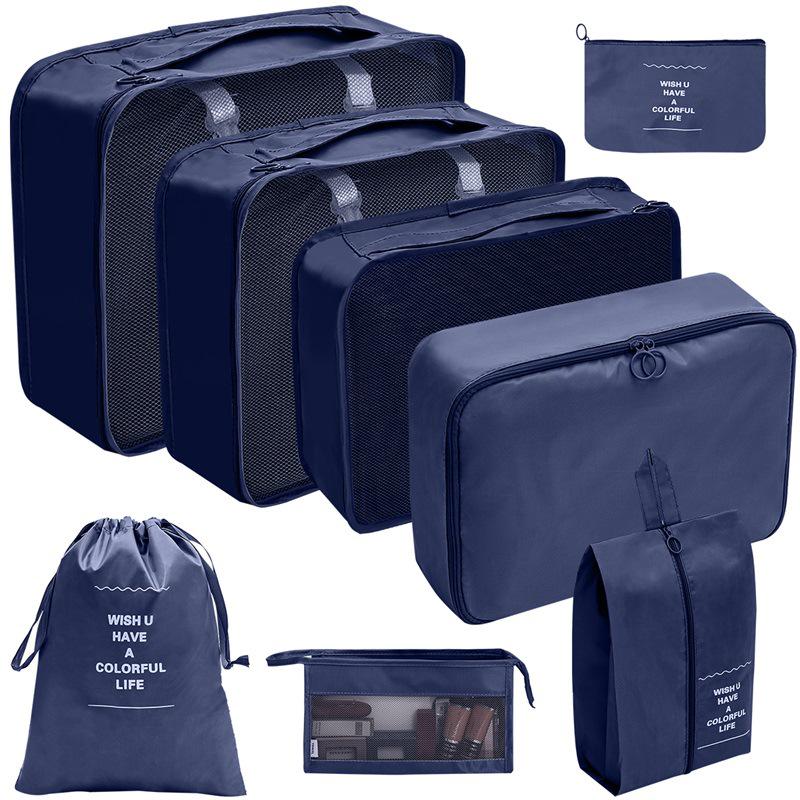 Travel Storage Set: Foldable Toiletry, Makeup, Clothes, Shoes, Digital Accessories, and Drawstring Luggage Bags.