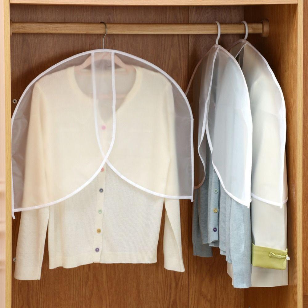 5Pcs Half-Body Design Clothes Dust Cover Moistureproof Reusable Hanging Suit Cover Dustproof Durable Transparent Closet Cover