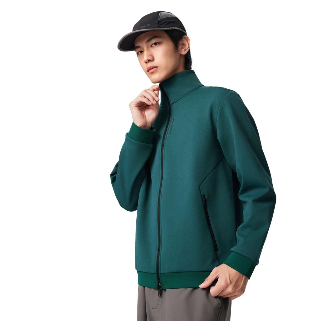 Li-Ning Fitness Series Stand Collar Logo Simple Letter Print Zipper Long Sleeve Jacket Men Jacket AWDVE73-5