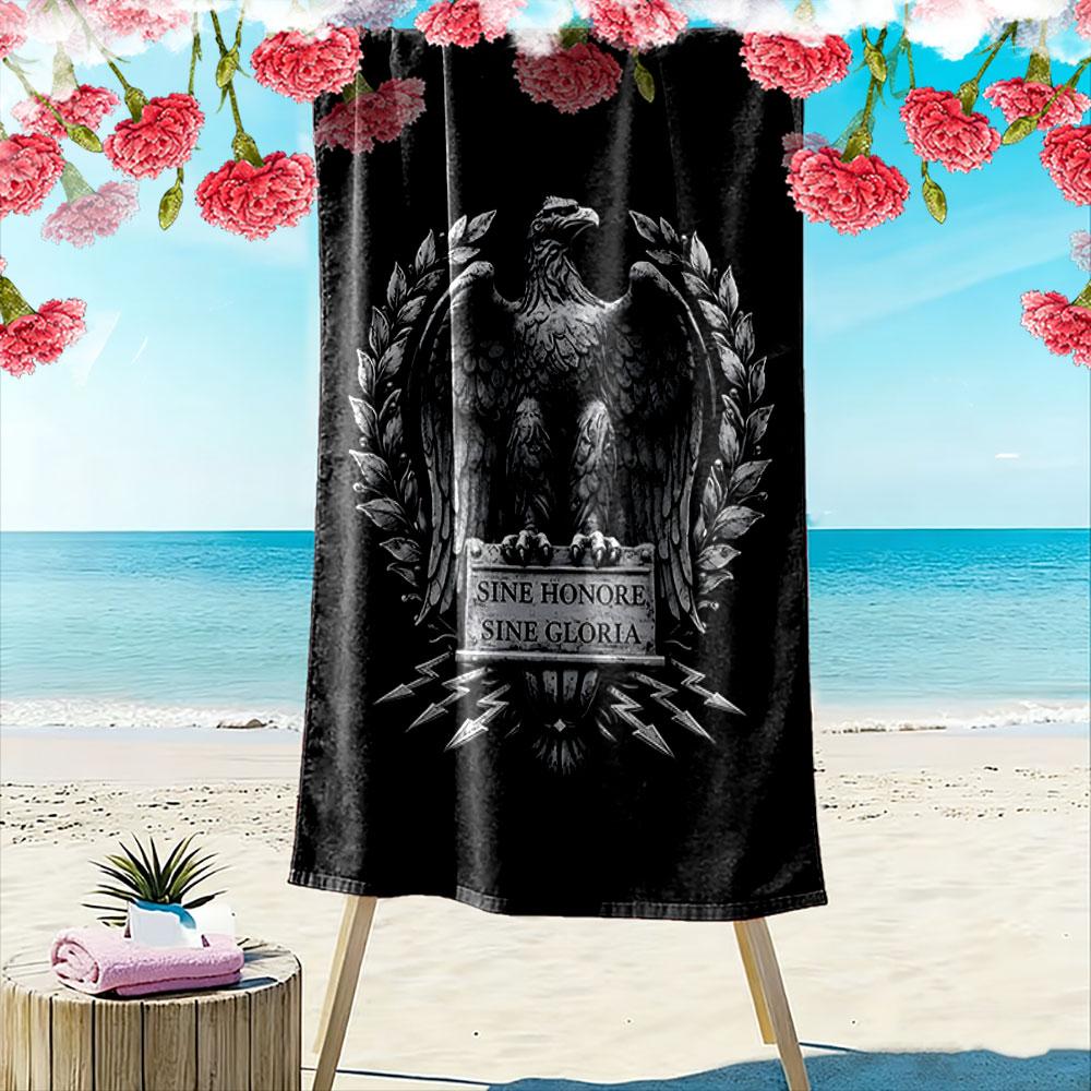 Majestic eagle emblem elevated Print beach towel, quick drying, suitable for travel, outdoor sports, jogging, the beach and swimming, gift