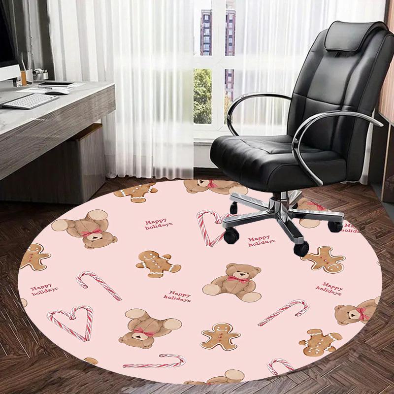 1pc Holiday-themed circular design with teddy bears Round carpet, Perfect for Decorating Chairs, Living Rooms, Or Bedrooms, for Living Room.057