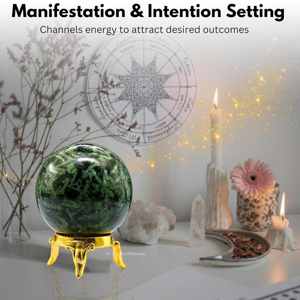 Certified Flower Stone Crystal Ball for Meditation - Premium Crystal Vastu Items for Home and Feng Shui Items for Good Luck