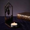 Spooky Home Decor Halloween Candle Holder, Gothic Hollow Silhouette Holder for Tea Lights, Dark Festive Atmosphere Lighting Style Pumpkin Ghost